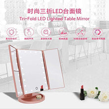 Specchio cosmetico illuminato, 3X / 2X10x, specchio cosmetico trifold, con 22 LED, 180 & deg, rotazione touch screen Dual Power Supply (colore: rosso)