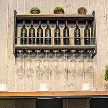 Armadietto del Vino Scaffale da Cucina Organizzazione Scaffale per Vino Industriale A Muro in Ferro retrò Scaffale per Vino in Metallo, Bottiglia di Vino | Portabicchieri 18 Portabicchieri da Vino Sc