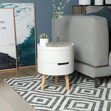 WOLTU TS50ws-1 Comodino Rotondo Contenitore Organizzatore da Letto Tavolino da Salotto in Legno Bianco