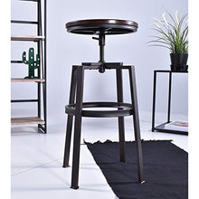 Sgabelli da Bar,Set di 2 Sgabello da Cucina Rotondi,Altezza Regolabile,Sgabello da Colazione Regolabile a 360° con Poggiapiedi & Struttura in Metallo,Stile Vintage Industriale,36 * 36 * 61-73.5cm