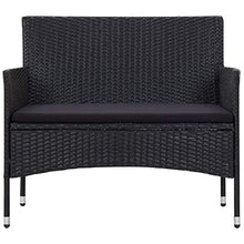 Festnight Panchina da Giardino con Braccioli Panchina da Esterno in Polyrattan 103 x 58 x 81 cm Panca da Balcone Colore Nera