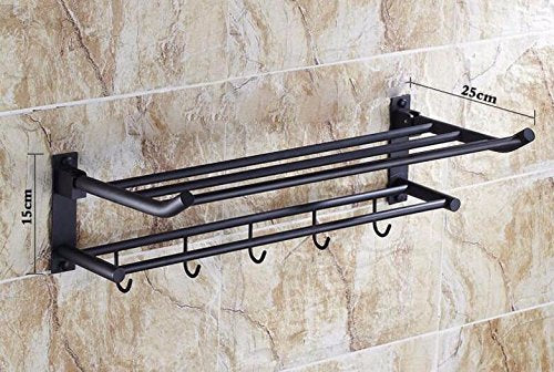 MBYW Portasciugamani Moderno Alto carico Portasciugamani Elegante da Bagno Mensola portaoggetti Porta Asciugamani, Stile Vintage, Pieghevole, a Parete, Contenitore per Bagno, 60 * 25 cm