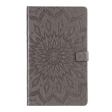 Artfeel Cover per Amazon Fire HD 10 2017,Sbalzato Girasole Pelle Smart Auto Sveglia/Sonno Custodia,Sottile Flip Portafoglio Supporto Caso con Porta Carte,Fiore Grigio
