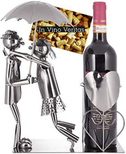 BRUBAKER Coppia Portabottiglie Vino con Ombrello - Oggetto Decorativo - Supporto per Bottiglie di Metallo - con Biglietto d'Auguri per il Vino Regalo