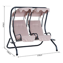 Outsunny Dondolo da Giardino 2 Posti con Sedute Separate e Tetto Parasole, Acciaio e Poliestere, 170x136x170cm Beige