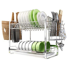 LYM &ripiano di stoccaggio Scaffale di stoccaggio dell'Acciaio Inossidabile della Cucina, scaffale di stoccaggio Multifunzionale della mensola di Scarico del Piatto -2 Strato Scaffale di Finitura