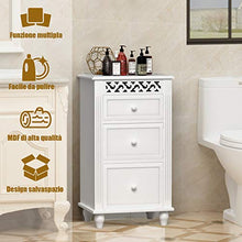 COSTWAY Armadietto da Terra per Bagno, Mobile per Medicine Autoportante, con Armadio e Cassetto (3 Cassetti)