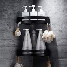 DONGLU mensole Bagno Scaffale Triangolare Bagno Spazio Nero Scaffale Angolare in Alluminio Scaffale per Pugno Gratuito Portabottiglie per Spezie da Cucina