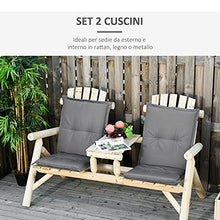 Outsunny Set 2 Pezzi Cuscino per Sedia da Giardino con Schienalein Alto in Poliestere, Grigio Scuro, 100 x 48cm