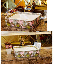 Jgophu Lavabo da appoggio quadrato Lavabo in ceramica sanitaria per ingrandire il fiore del lavandino.