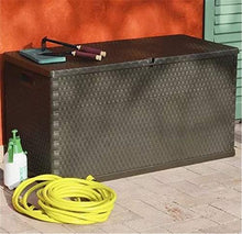 Pissente - Scatola portaoggetti da giardino in plastica, grande capacità, in polipropilene, per giardino, facile da montare, con serratura, capacità 420 l, colore: marrone