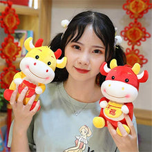 2021 Capodanno cinese bue peluche giocattolo, peluche bue bestiame peluche Capodanno farcito animale giocattolo mascotte bambola, souvenir zodiacale cinese regalo fortunato (14-16") A-giallo