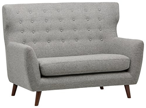 Marchio Amazon - Rivet, divanetto trapuntato modello Hawthorne, stile mid-century moderno, larghezza 145 cm, colore argento