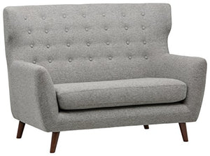 Marchio Amazon - Rivet, divanetto trapuntato modello Hawthorne, stile mid-century moderno, larghezza 145 cm, colore argento