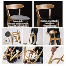 Sgabello Bancone Rotondo Assemblato in Legno con Seduta in Pelle O Cuscino, Sgabelli Bar Sedie Bar, Sedia Posteriore per Sedute Ergonomiche,Beige,Linen