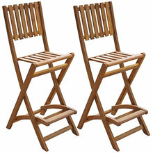 Festnight Set in 5 Pezzi Mobili Alti in Legno di Acacia da Pranzo da Bar da Giardino/Patio/Balcone per Esterni 1 Tavolo Quadrato + 2 Sedie Pieghevoli