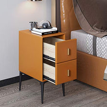 Comodino in Legno Comodino Simplicity Comodino in Pelle Mobile Laterale con 2 Cassetti Portaoggetti Maniglie in Metallo (Color : Dark Green)