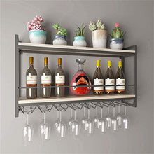 Leifeng Tower Classico Wallmounted Legno e Iron & Wine Bottle Rack e Supporto di Vetro, 2 Livelli di Storage mensola della Parete della Decorazione 39.4 7.9 x21.6
