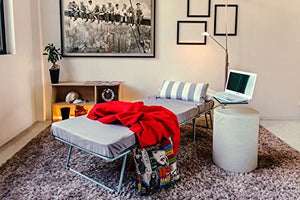 Ponti Divani - Sofia - Pouf Letto Singolo con Materasso in Poliuretano Espanso di Ottima qualità - Rete Robusta Italiana - Ecopelle