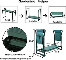 Sedile in ginocchio da giardino, sedia e panca pieghevoli portatili con panca e sedile con 2 tasche porta attrezzi, sedute da lavoro da giardino addensate in schiuma EVA Pad Carrello da giardino