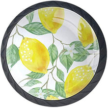 Foglie verdi gialle dipinte del limone Pomelli per Porta Set di 4 Pomelli per Mobili Manopole per Cassetti Cucina Armadio Vetro