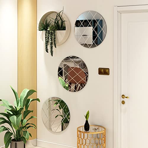 Home Supplies Interiors Art Deco - Specchio da parete rotondo in vetro trasparente da 50 cm, per camera da letto, specchio da parete moderno, per corridoio, ingresso e salotto (trasparente, diametro 50 cm)
