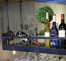 Portabottiglie da cucina Organizzazione Portabottiglie in metallo Ferro Nero Ripiano portaoggetti a soffitto Portabottiglie da appendere a parete Portabottiglie in vetro champagne Porta bicchieri (Co