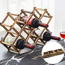 MKSI Portabottiglie da Cucina, Portabottiglie Vino Pieghevole in Legno, Espositore per Vino, Portabottiglie Diamond per Bar, Cantina, Armadietto, Dispensa (10 Bottiglie)