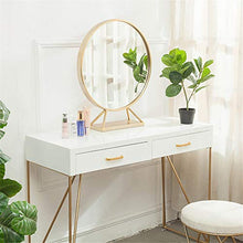 Tovaglia Dresser Intarsiato Specchio Rotondo Con Due Grandi Cassetti Scorrono Trucco Cuscino Spogliatoio Sgabello Tavolo Progettato For Offrire Una Migliore Esperienza For Il Vostro Make-up Toilette C