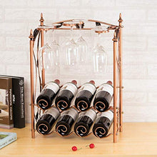 LXH-SH Cremagliera del Vino Nana Elegante Rack Vetro di Essiccazione, Bottiglie di Vino Metallo Rack Calici Stand Contiene 8 Bottiglie e 6 Bicchieri 42x15.5x46.5cm scaffali Vino contatore