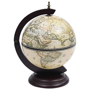 Tidyard Minibar da Tavola a Globo Supporto per Vini in Eucalipto Verde,Porta Vino da Tavolo Mappamondo,Porta Bottiglie Vino Bar Globo da Tavolo 38x33x48 cm