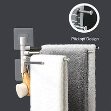 Portasciugamani a 4 bracci, in acciaio inox, senza fori, rotazione di 180°, per bagno e cucina