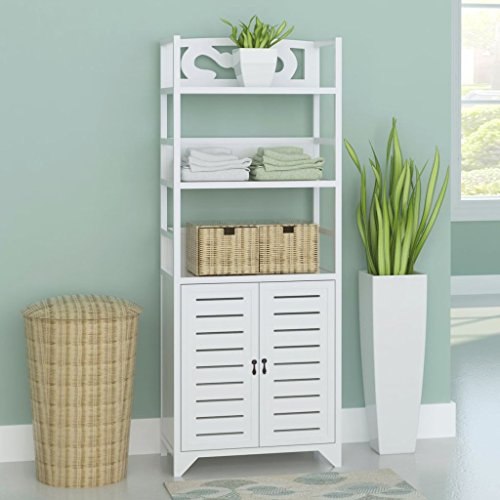 Armadietto da bagno Albuquerque Shengtaieushop cassettiera in legno bianco 46 x 24 x 117.5 cm