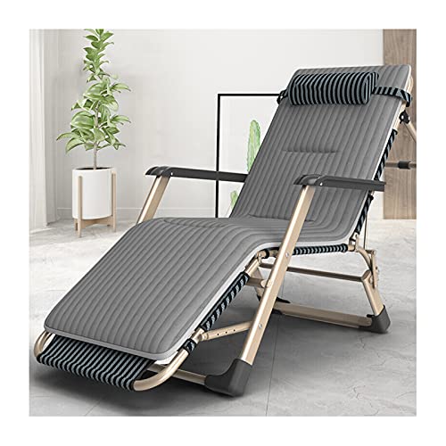 CJW-LC Lettini Prendisole,Sedia Reclinabile Pieghevole Sedia A Sdraio Zero Gravity Sedie A Sdraio per Giardino Patio Esterno Letto Reclinabile con Cuscino per La Testa, Max 200 kg