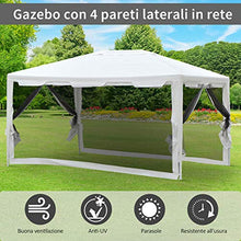 Outsunny Tenda Gazebo da Giardino Pieghevole con Zanzariera, Struttura in Metallo Copertura PE, 395x295cm, Bianco
