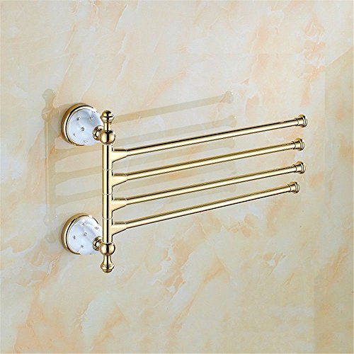 MBYW portasciugamani Moderno Antico Europeo portasciugamani in Acciaio Inox Singola Barra portasciugamani Bagno Ciondolo Rotante Bagno portasciugamani cremagliera in Oro