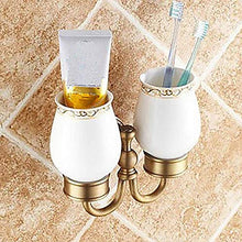 JKCKHA Northern Europe. Bella Retro Creativo a Forma di A Copper Ceramica d'oro Bianco Bagno Hotel Spazzolino Supporto Multifunzionale Estraibile