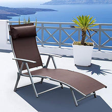 miozzi Lettino Prendisole Relax Reclinabile Pieghevole Telaio in Metallo Marrone 137x63.5x100.5 cm