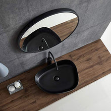 Eridanus Lavandino Irregolare per Lavabo da Piano, Lavandino in Ceramica Irregolare, Colore Nero, Lavello per Lavandino (55 x 10 x 14 cm)