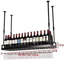 FYHH-JZHY Portabicchieri da Vino Rosso A Soffitto Portabicchieri da Appendere Portabottiglie Alto Regolabile in Altezza Portabottiglie Facile da Installare, Nero, 100 Cm