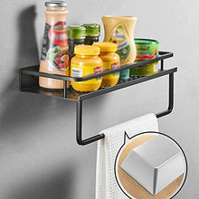 AINIYF Bagno Bagno Doccia Mensola Organizzatore Parete Punch Spazio Libero in Alluminio rettangolo igienici 1/2 Livello Torre Hanger Hook Up di Scarico, Nero