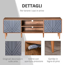 homcom Mobile TV per Salotto con 2 Armadietti con Anta e Mensole, per TV Fino 60'', 160x39.5x55cm, Teak e Grigio