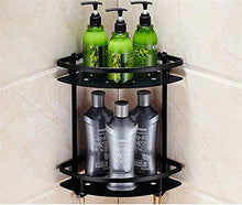 GJJSZ Scaffali triangolari a Due Piani con cestello Nero,Materiale in Acciaio Inossidabile,mensole da Bagno,mensola da Bagno 21,5 * 36 cm a Parete