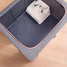 Abuky, contenitore pieghevole con coperchio e maniglie con cerniera, cesto portaoggetti con tessuto di lino, divisori rimovibili, contenitore multifunzionale per trapunte