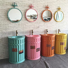 YRRA Autoportante Mobile sottolavabo Stile Industriale Mobile lavabo Bagno con lavello e Rubinetto Combinato, per Bagno copricolonna, 22,4 x 33,4 Pollici,Rosso,with Mirror