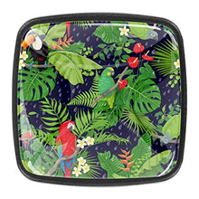 tropical birds leaves and falling rain drops on dark background Pomelli per Porta Set di 4 Pomelli per Mobili Manopole per Cassetti Cucina Armadio Vetro