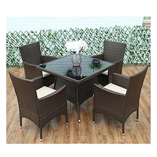 HLZY Tavolo in Vimini in Rattan mobili in Patio e Set s Patio Mobili da Giardino Tavolo e sedie Set Patio Rattan Tavolo da Pranzo Set da Tavolo in Vimini Weeve Tavolino da caffè Conversazione Patio
