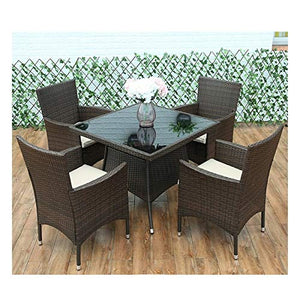HLZY Tavolo in Vimini in Rattan mobili in Patio e Set s Patio Mobili da Giardino Tavolo e sedie Set Patio Rattan Tavolo da Pranzo Set da Tavolo in Vimini Weeve Tavolino da caffè Conversazione Patio
