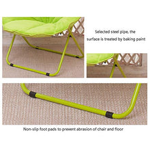 RENJUN- Sedia Pieghevole Moon con Schienale Comoda Poltrona Telaio in Acciaio Ideale for Dormitorio Balcone Interno Ed Esterno Verde 77 × 84 × 52 Cm