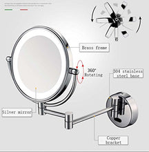 WM - Specchio da trucco a LED da 20,3 cm, ingrandimento 5x, in acciaio inox, specchio cosmetico, per bagno, specchio da trucco, 10,24